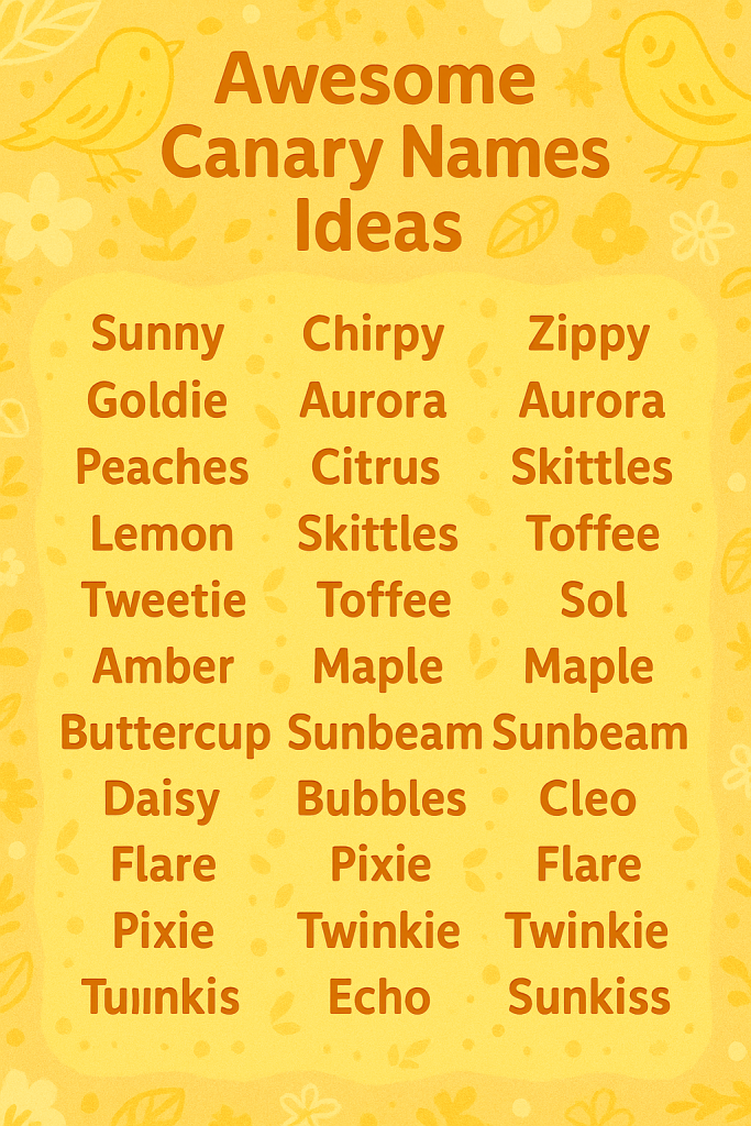 800+ Awesome Canary Names Ideas 