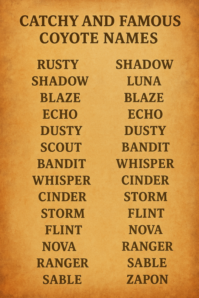 500+ Catchy and Famous Coyote Names Ideas