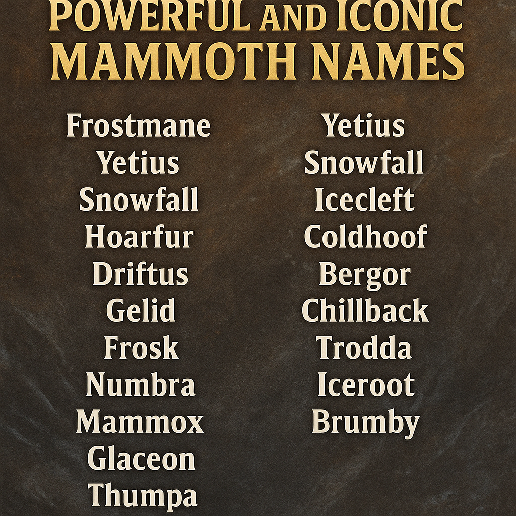 Select 500+ Powerful and Iconic Mammoth Names 2025
500+ Powerful and Iconic Mammoth Names