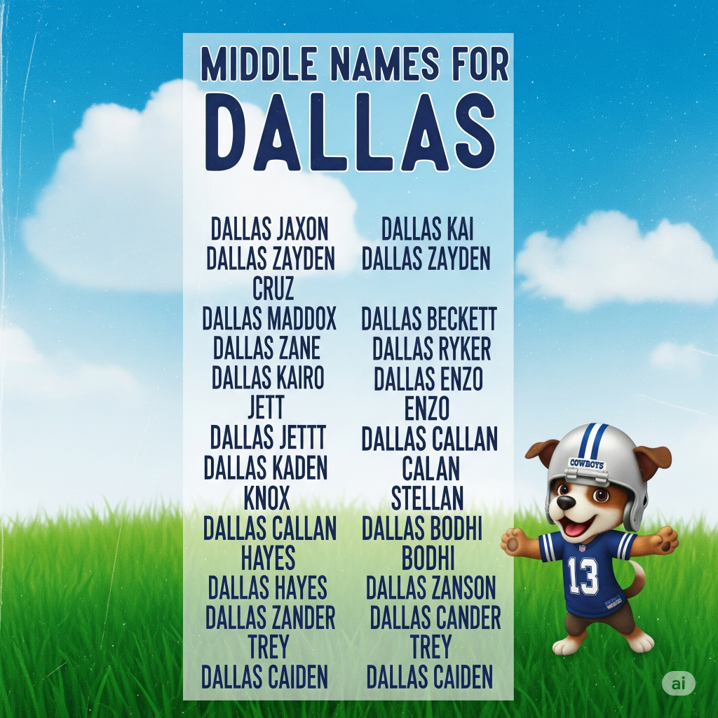Stylized image showing Dallas written in bold with potential middle names underneath