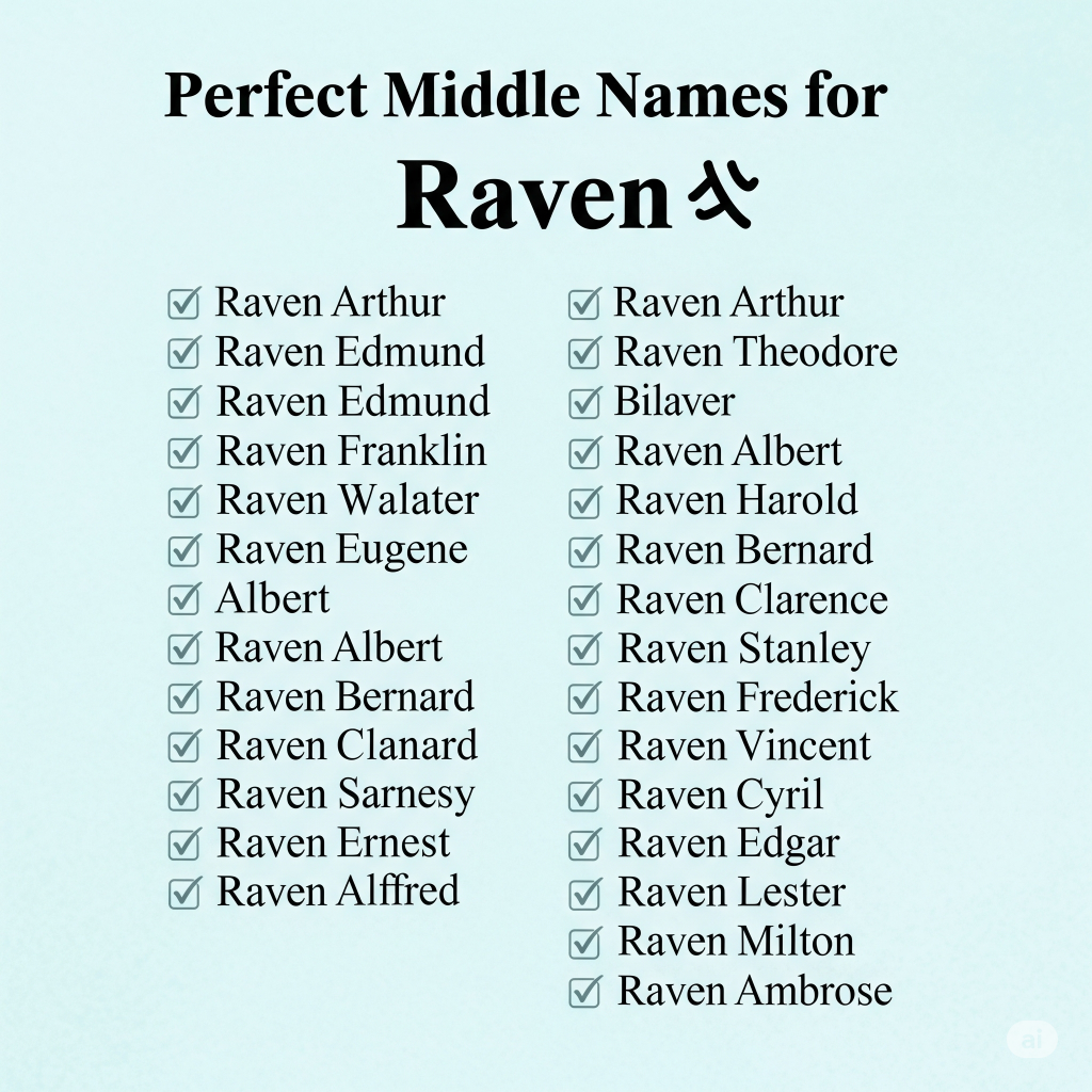 Helpful guide for parents choosing the ideal middle name for a baby named Raven.