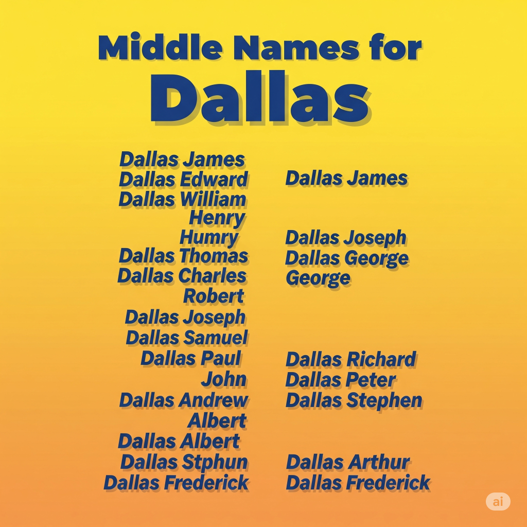 Creative middle name ideas for Dallas with meanings and inspiration for parents