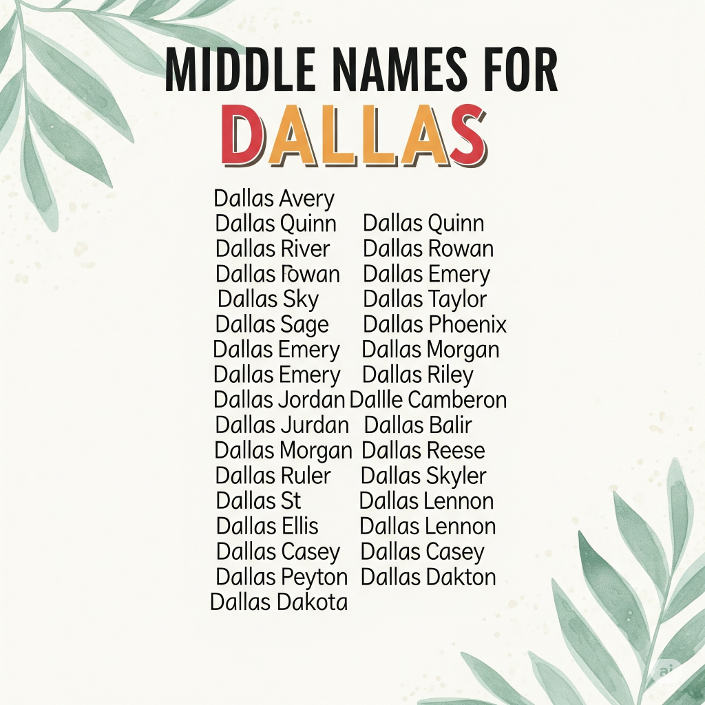 Middle name pairings for the first name Dallas with cultural and origin details