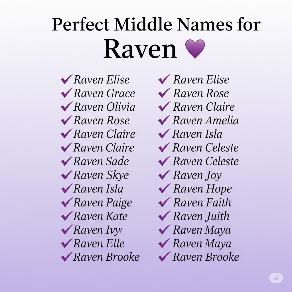 Middle name ideas for Raven that reflect personality, flow, and cultural depth.