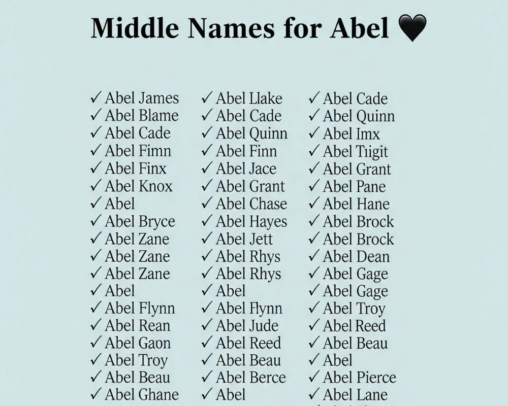 Hand-lettered baby name ideas on a chalkboard featuring combinations like Abel Knox and Abel Elias

