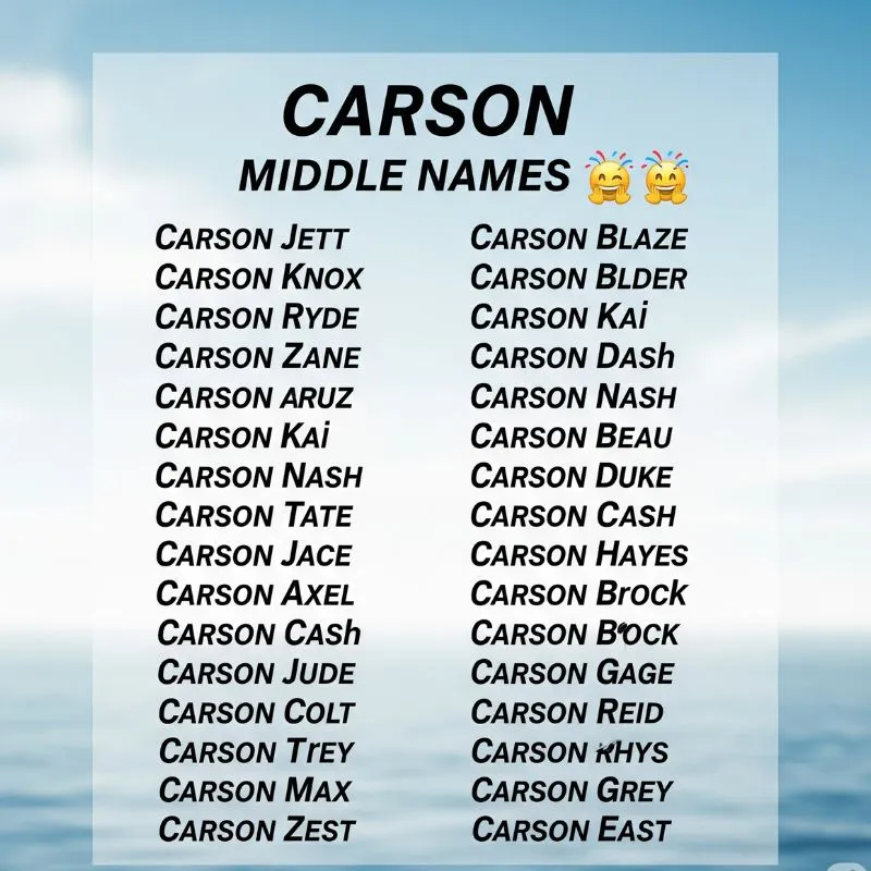 Minimalist name tag graphic with the name Carson and suggested middle names.