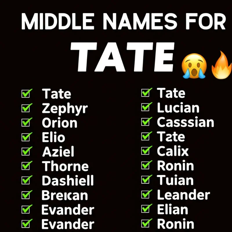 Gender-neutral and stylish middle names that match perfectly with Tate