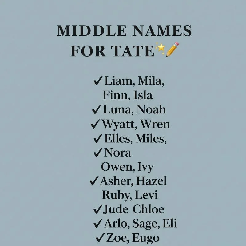 Thoughtful middle name combinations for the name Tate in a modern baby names guide