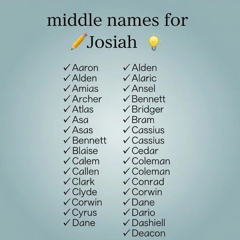 Top middle names that perfectly complement the first name Josiah