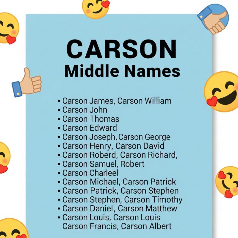 Leafy background with name combos like Carson Sage and Carson River.