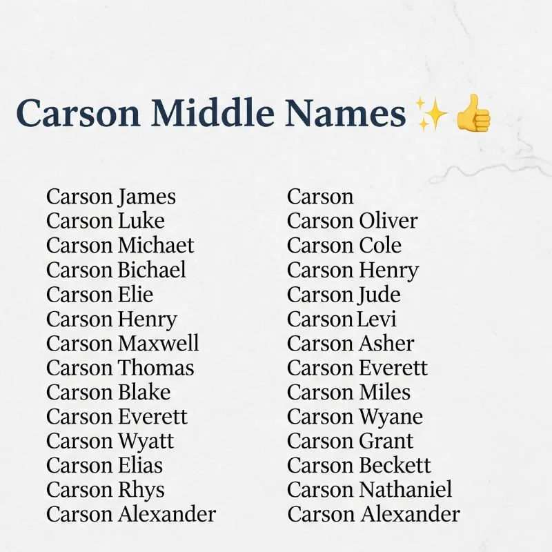 A notepad with handwritten baby name ideas for Carson