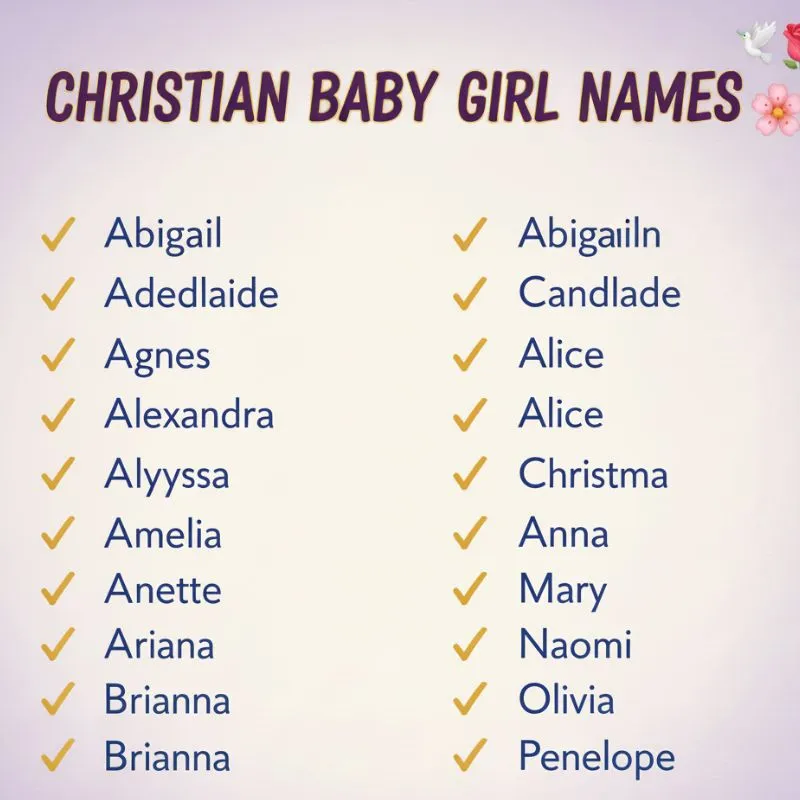 A collection of beautiful Christian baby girl names inspired by the Bible and faith.