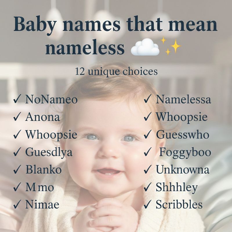 A soft, dreamy background with a baby crib and invisible name tags, highlighting the theme of unique baby names.
